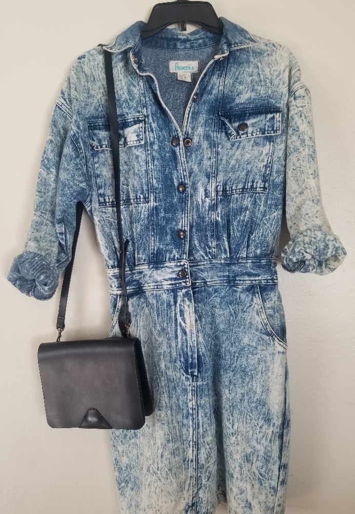 Vintage Avocado Acid Wash Jean Dress